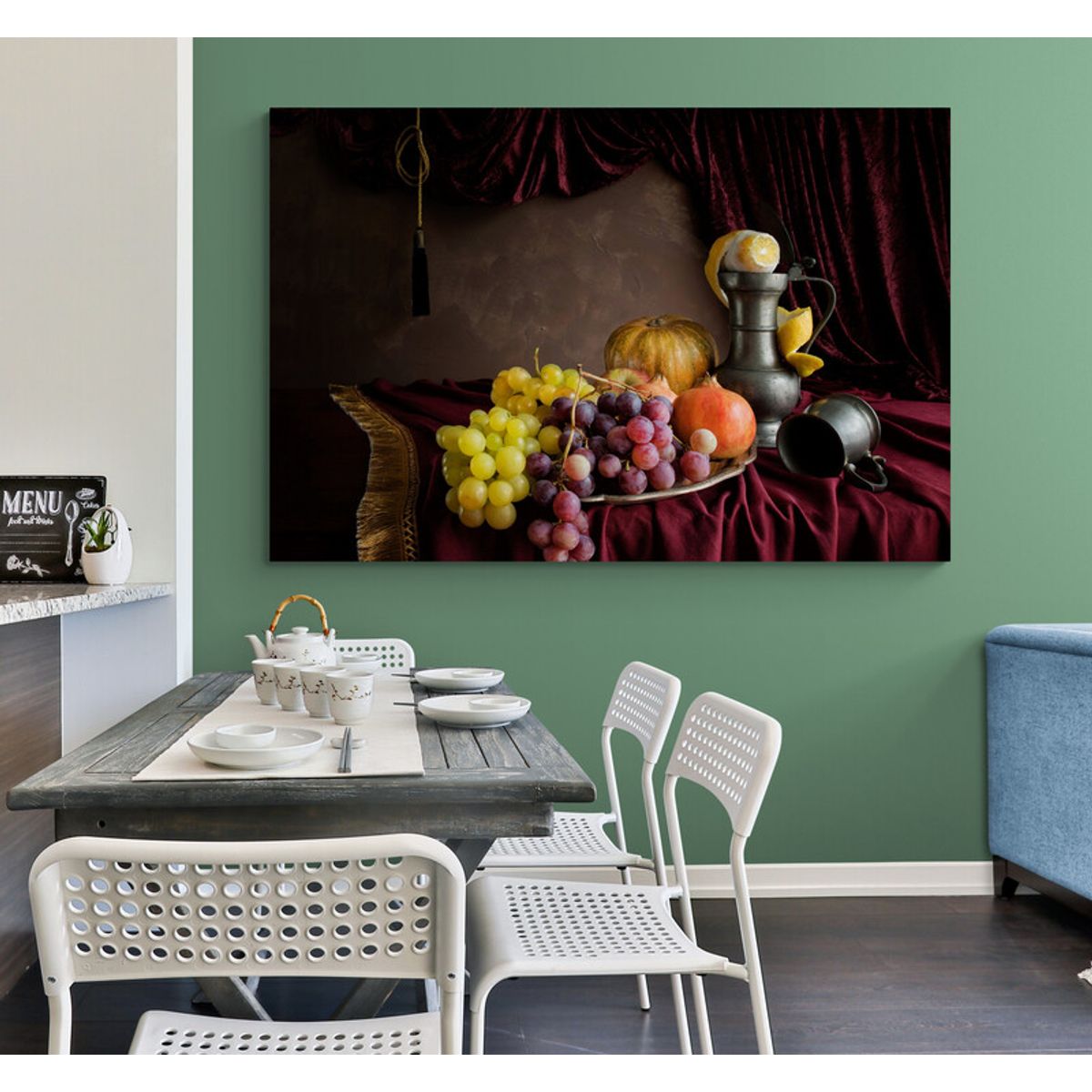 TAYRONA STORE - Cuadro En Lienzo Para Comedor Bodegon Flores 206 50x35cm