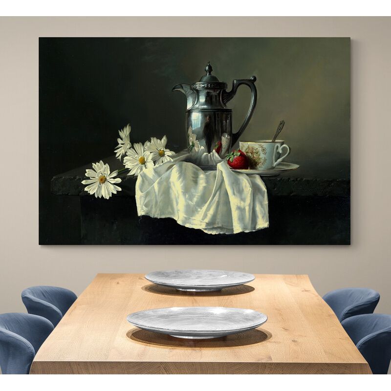 TAYRONA STORE - Cuadro En Lienzo Para Comedor Bodegon Flores 208 150x100cm