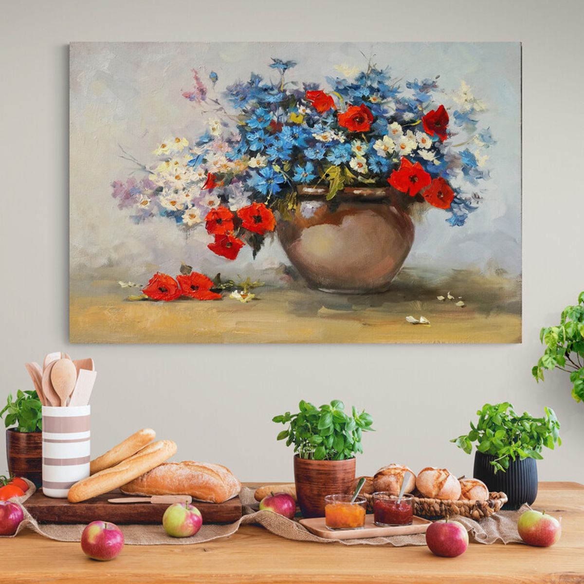 TAYRONA STORE - Cuadro En Lienzo Para Comedor Bodegon Flores 251 100x70cm