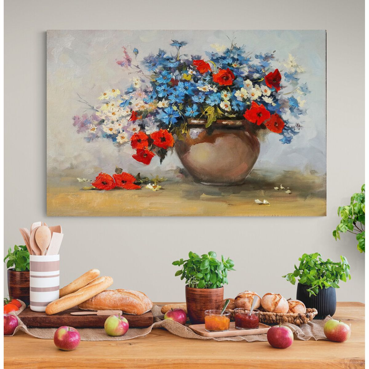 TAYRONA STORE - Cuadro En Lienzo Para Comedor Bodegon Flores 251 100x70cm