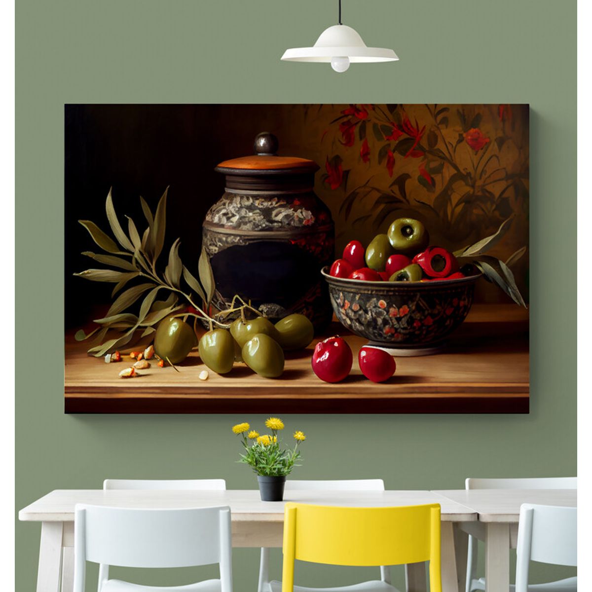 TAYRONA STORE - Cuadro En Lienzo Para Comedor Bodegon Frutas 270 50x35cm