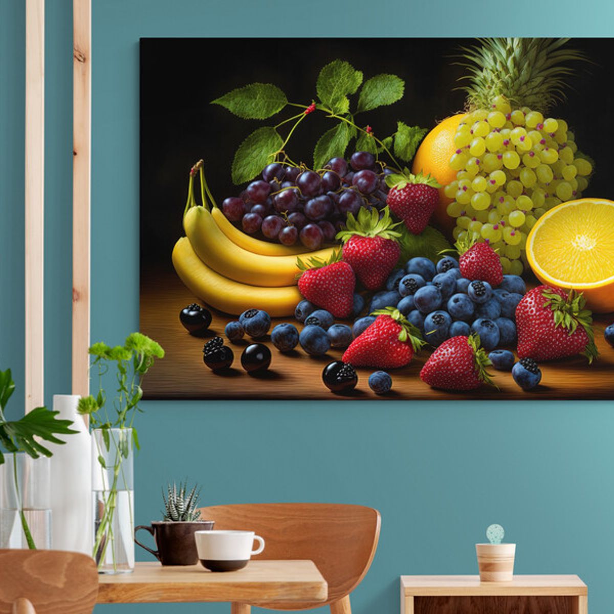 TAYRONA STORE - Cuadro En Lienzo Para Comedor Bodegon Frutas 315 100x70cm