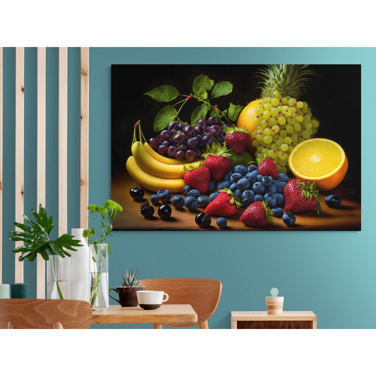 TAYRONA STORE - Cuadro En Lienzo Para Comedor Bodegon Frutas 315 100x70cm