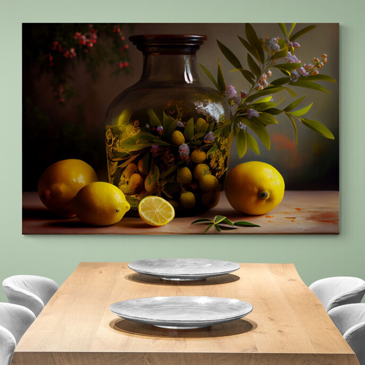 TAYRONA STORE - Cuadro En Lienzo Para Comedor Bodegon Frutas 288 50x35cm
