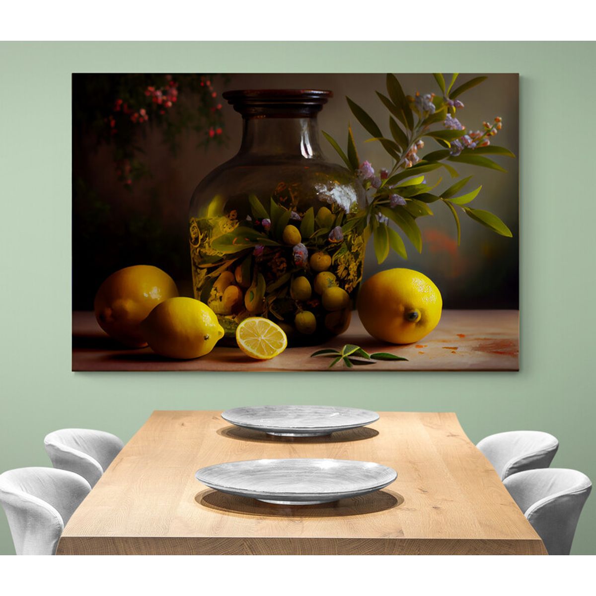 TAYRONA STORE - Cuadro En Lienzo Para Comedor Bodegon Frutas 288 50x35cm