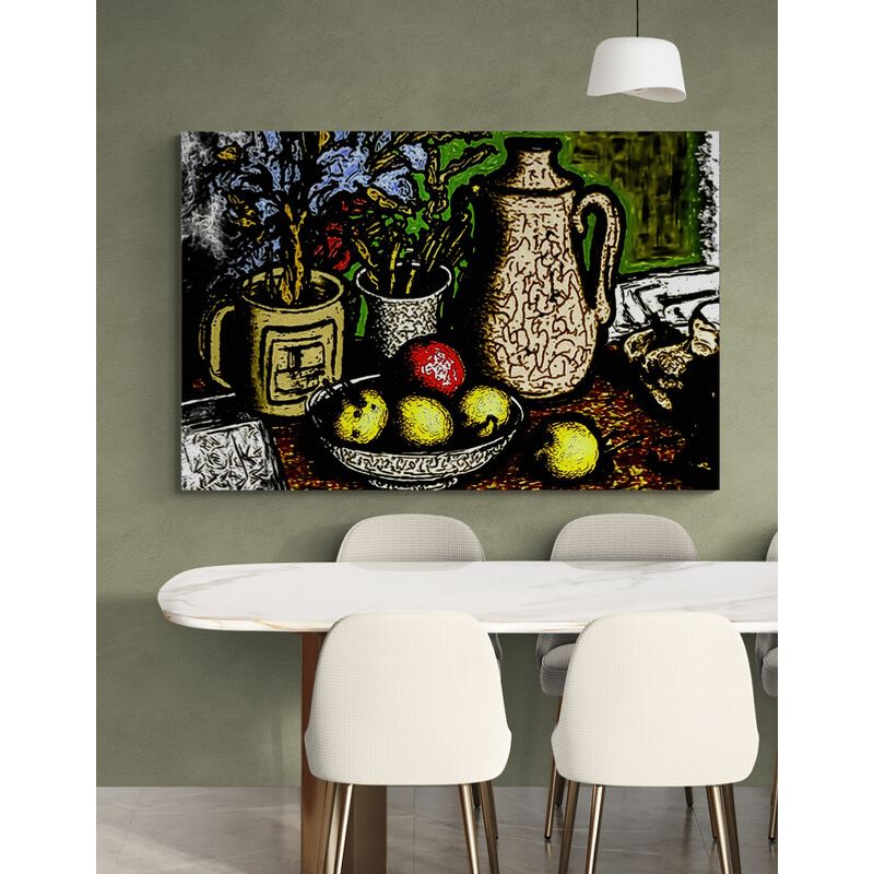 TAYRONA STORE - Cuadro En Lienzo Para Comedor Bodegon Frutas 295 50x35cm