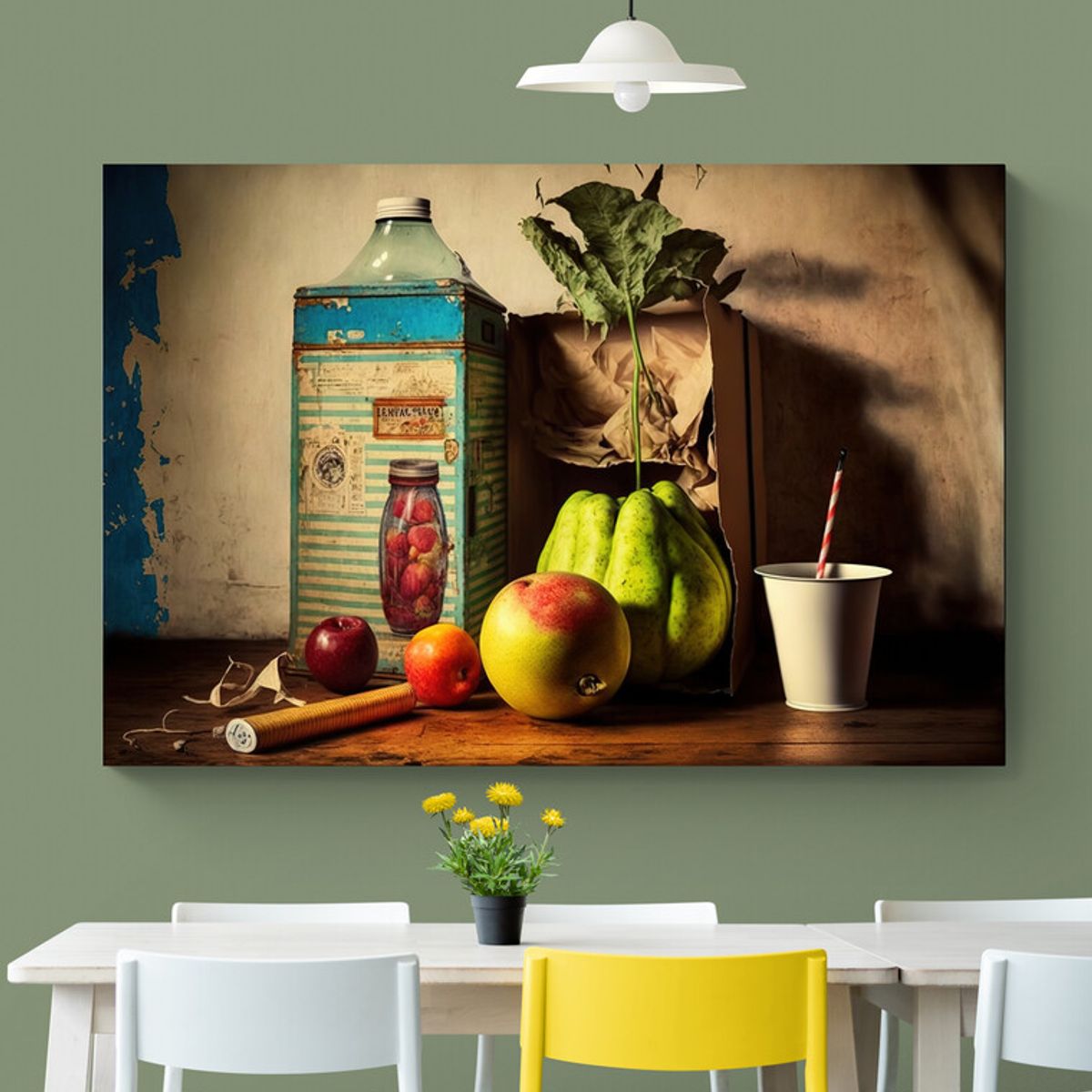 TAYRONA STORE - Cuadro En Lienzo Para Comedor Bodegon Frutas 303 50x35cm