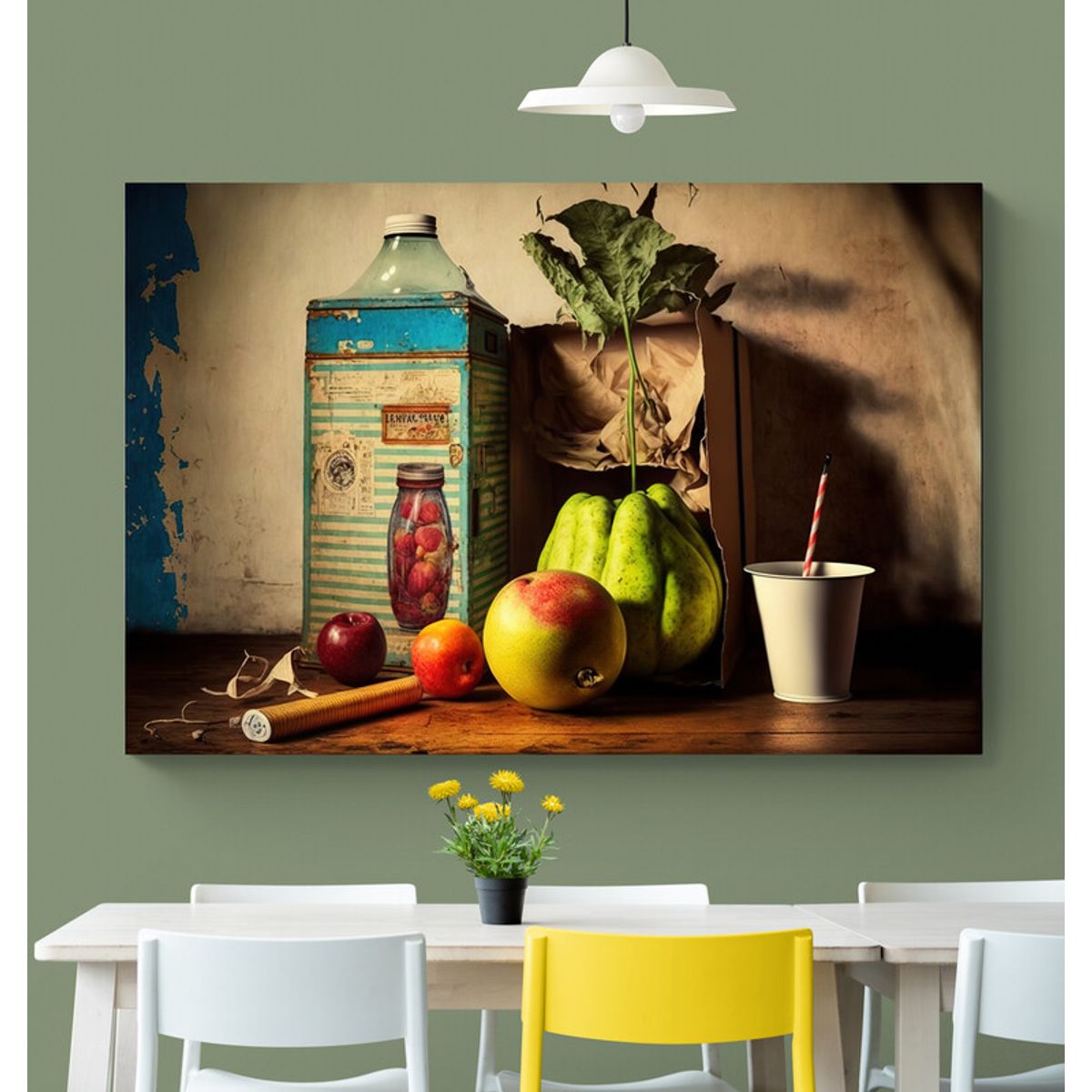 TAYRONA STORE - Cuadro En Lienzo Para Comedor Bodegon Frutas 303 50x35cm