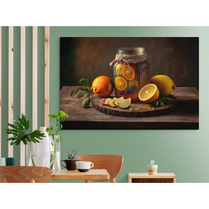 TAYRONA STORE - Cuadro En Lienzo Para Comedor Bodegon Frutas 313 50x35cm