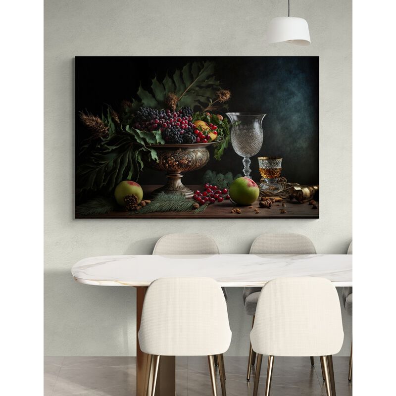 TAYRONA STORE - Cuadro En Lienzo Para Comedor Bodegon Frutas 314 50x35cm