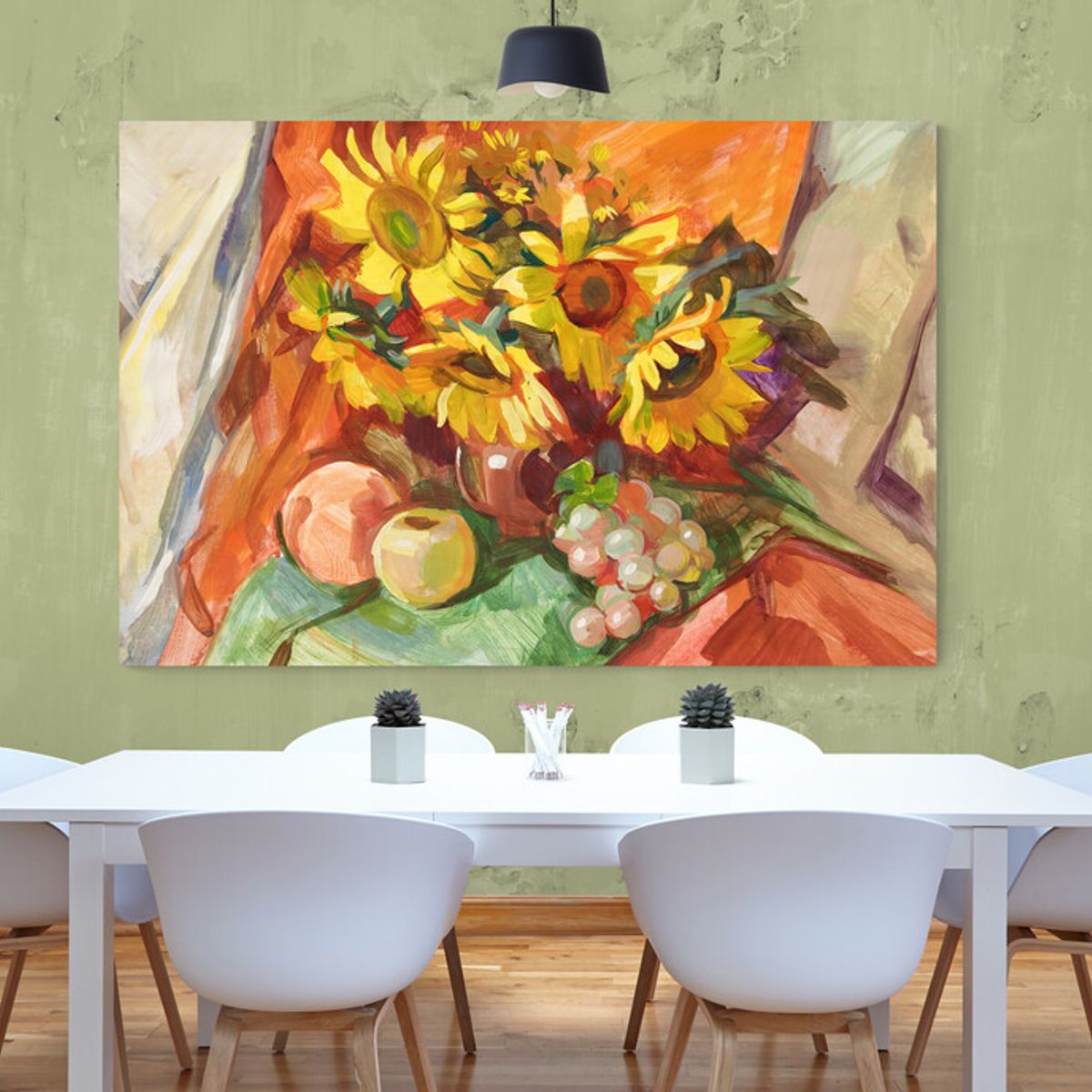 TAYRONA STORE - Cuadro En Lienzo Para Comedor Bodegon Girasoles 134 70x50cm