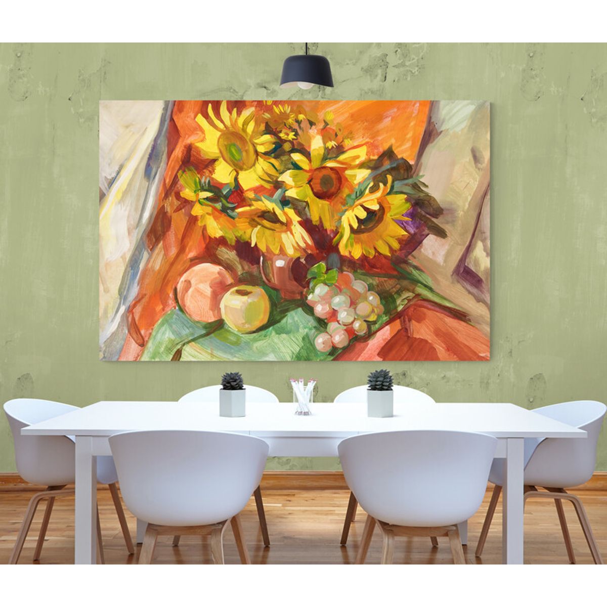 TAYRONA STORE - Cuadro En Lienzo Para Comedor Bodegon Girasoles 134 70x50cm