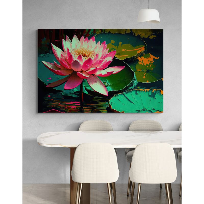 TAYRONA STORE - Cuadro En Lienzo Para Comedor Flor De Loto 091 50x35cm