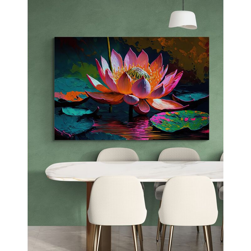 TAYRONA STORE - Cuadro En Lienzo Para Comedor Flor De Loto 092 50x35cm