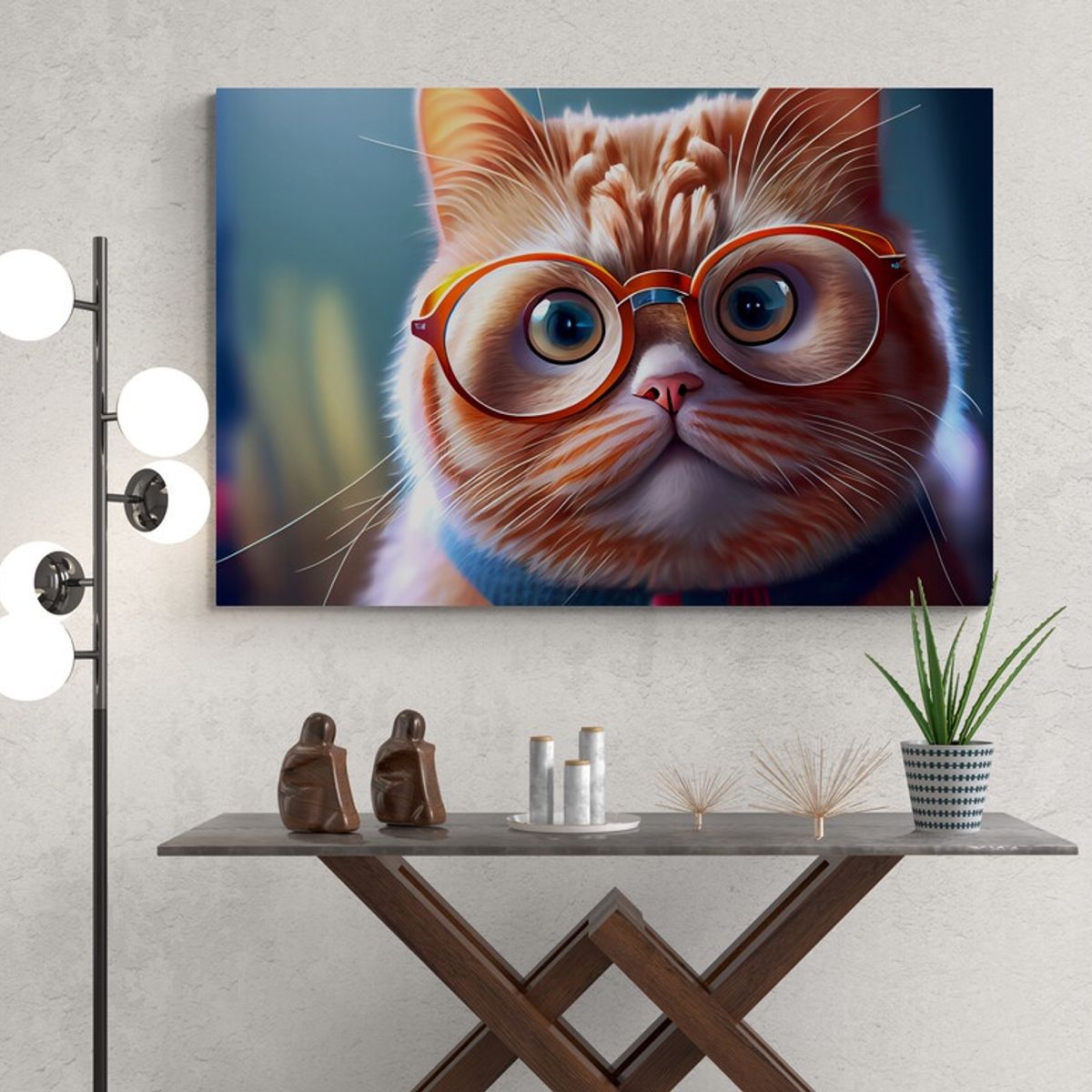 TAYRONA STORE - Cuadro En Lienzo Para Comedor Gatos 379 50x35cm