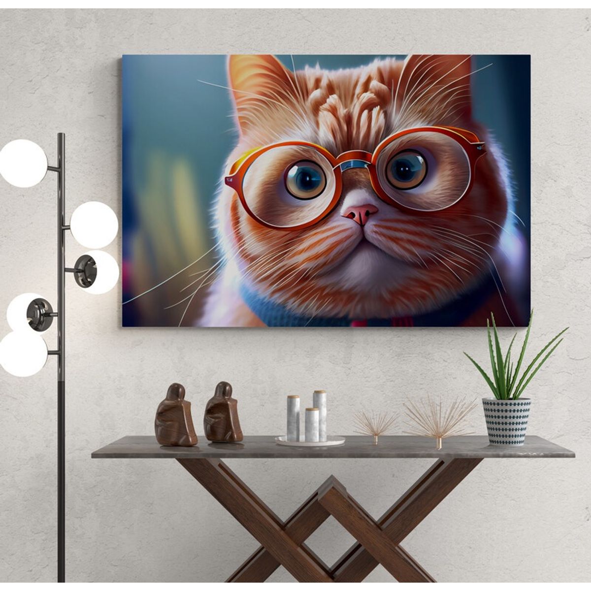 TAYRONA STORE - Cuadro En Lienzo Para Comedor Gatos 379 50x35cm