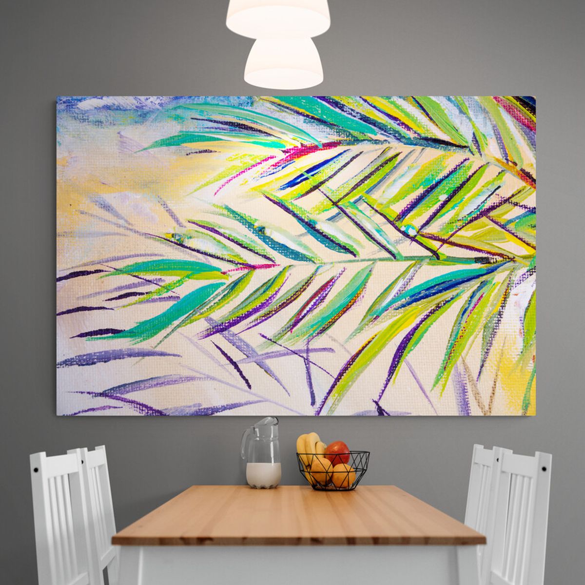 TAYRONA STORE - Cuadro En Lienzo Para Comedor Hojas Verdes 089 70x50cm