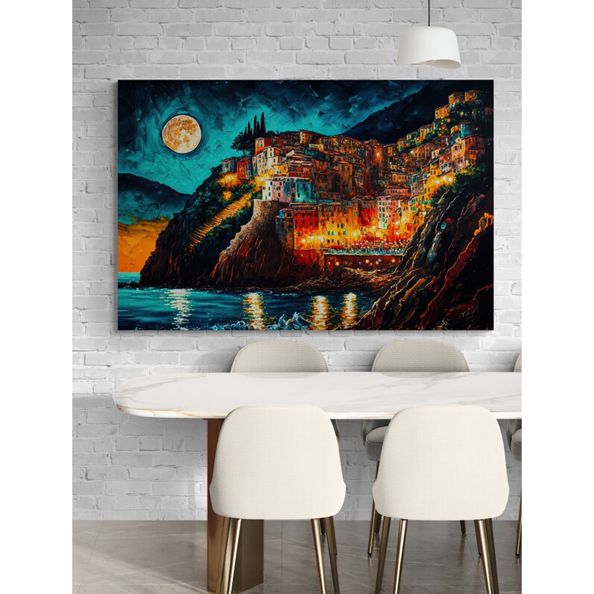 TAYRONA STORE - Cuadro Lienzo Para Comedor Italia Pintura Ciudad 169 100x70cm