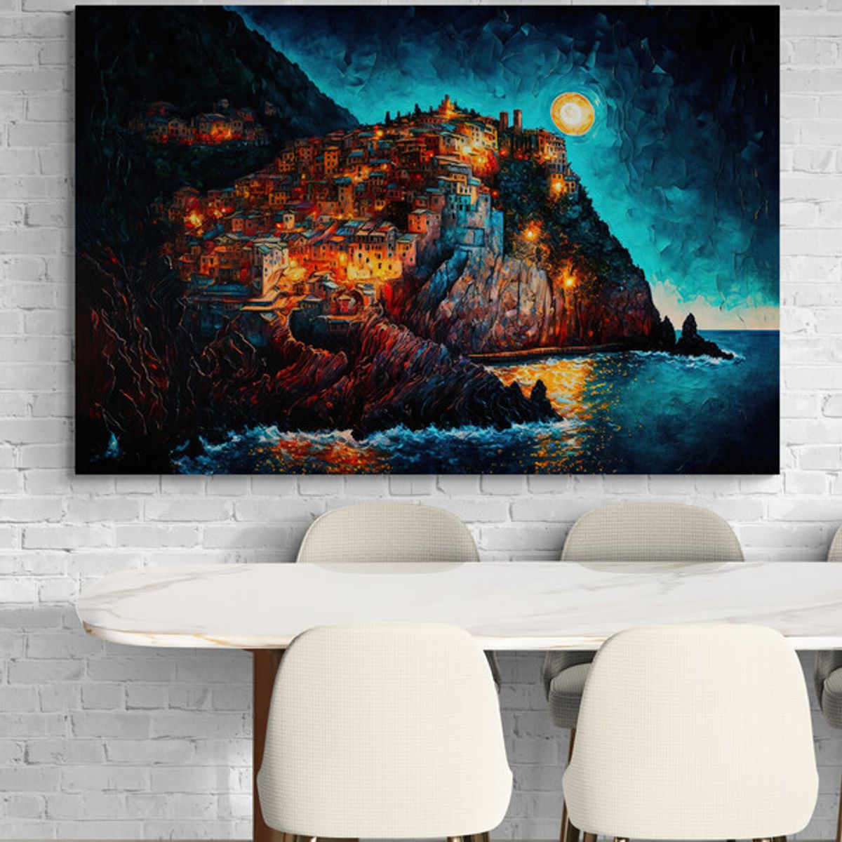 TAYRONA STORE - Cuadro Lienzo Para Comedor Italia Pintura Ciudad 171 150x100cm