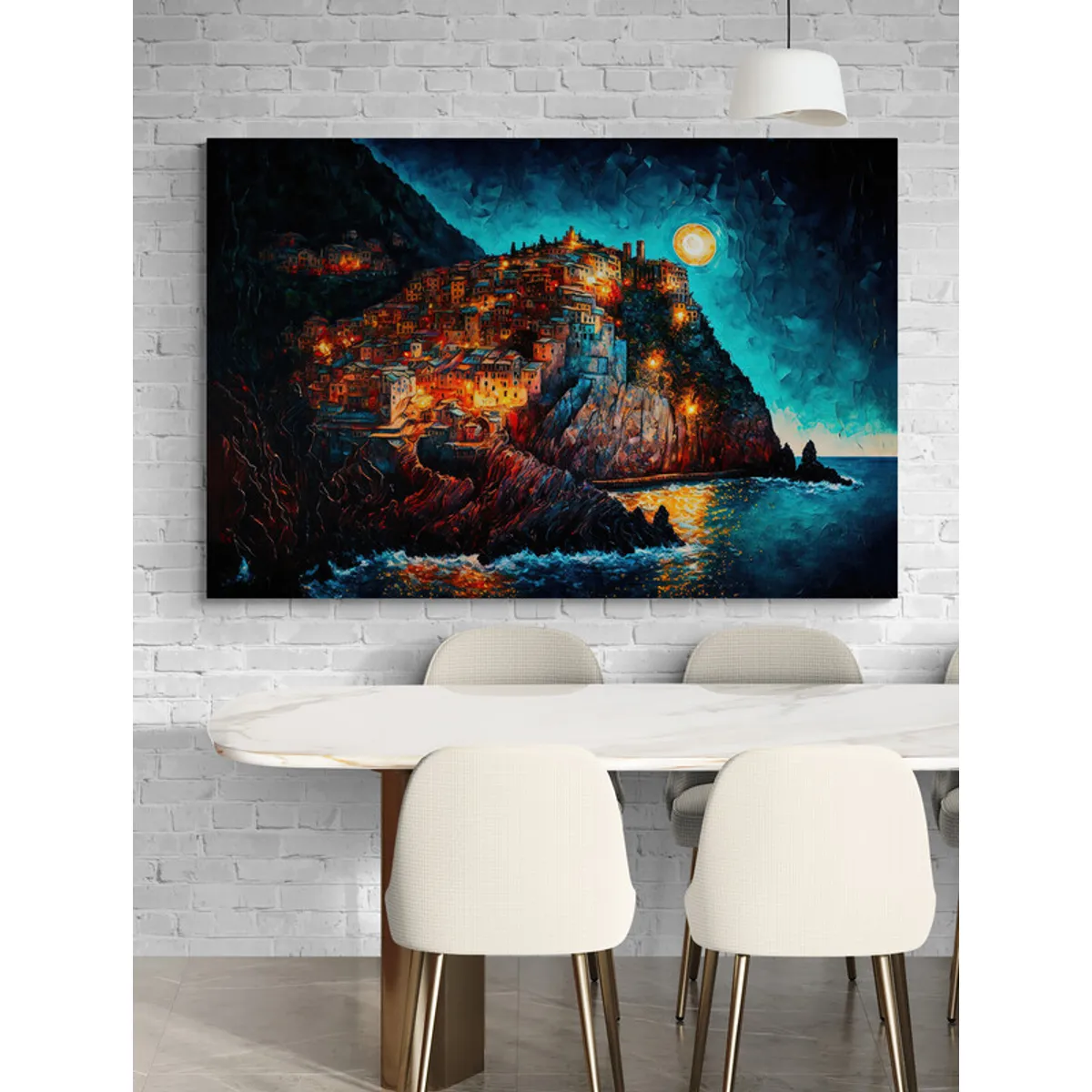 TAYRONA STORE - Cuadro Lienzo Para Comedor Italia Pintura Ciudad 171 50x35cm