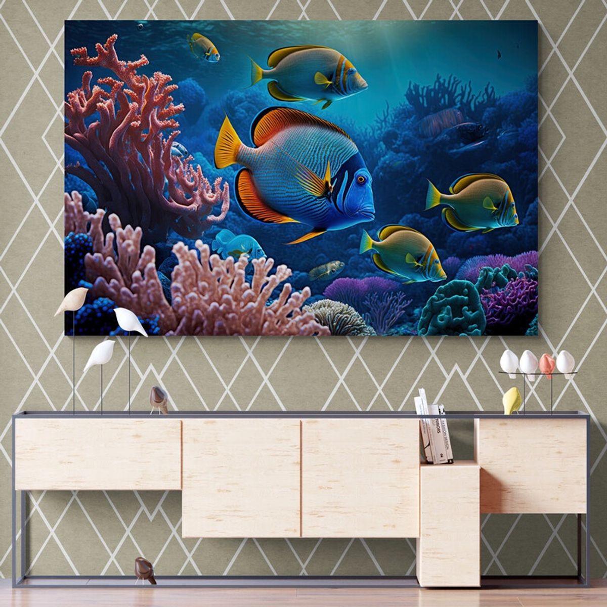 TAYRONA STORE - Cuadro En Lienzo Para Comedor Peces 031 150x100cm
