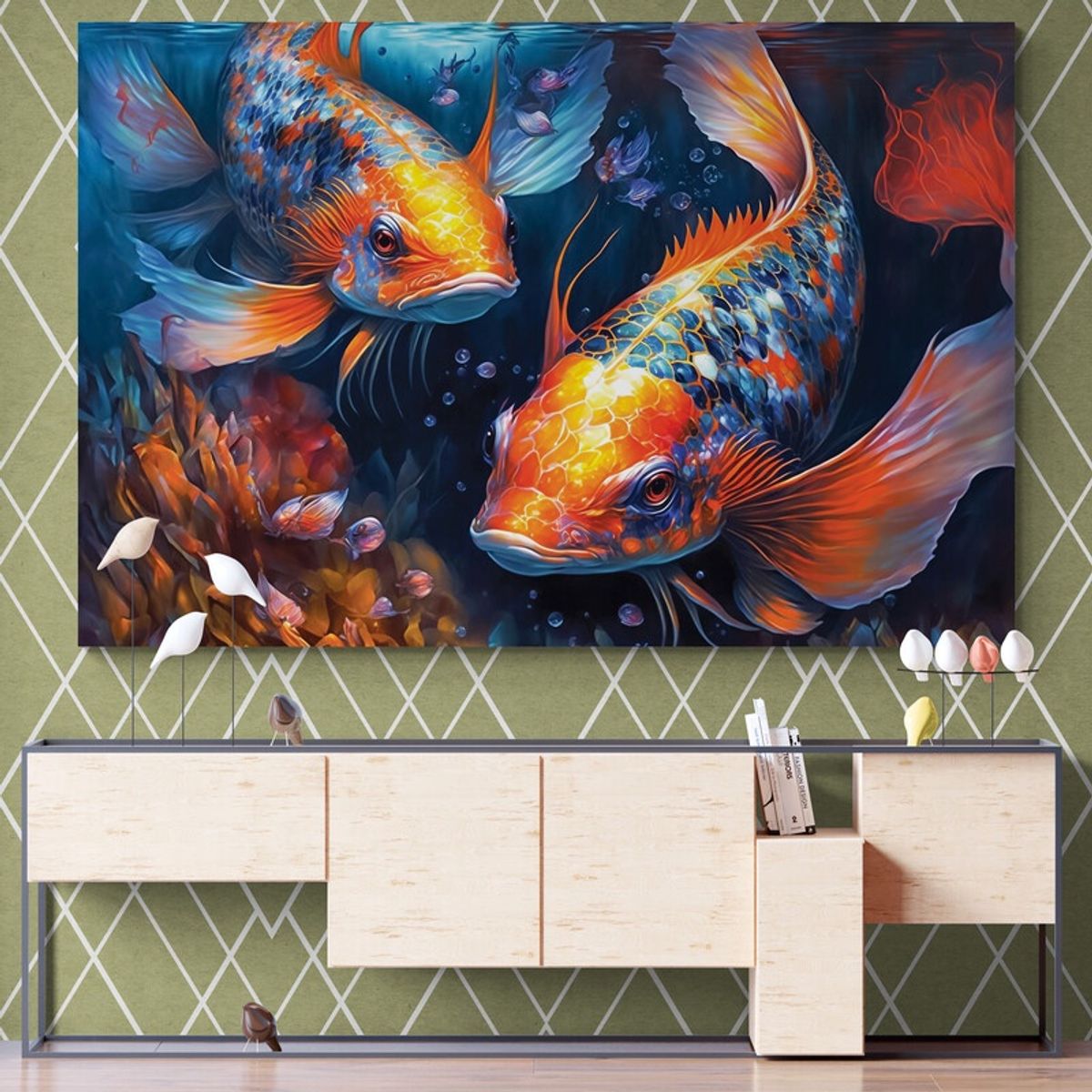 TAYRONA STORE - Cuadro En Lienzo Para Comedor Pes Koi 014 150x100cm