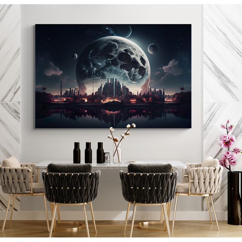 TAYRONA STORE - Cuadro En Lienzo Para Comedor Pintura Ciudad 198 50x35cm
