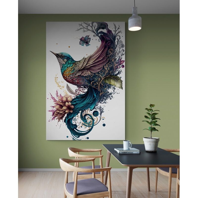 TAYRONA STORE - Cuadro En Lienzo Para Comedor Pintura Pajaros 007 35x50cm