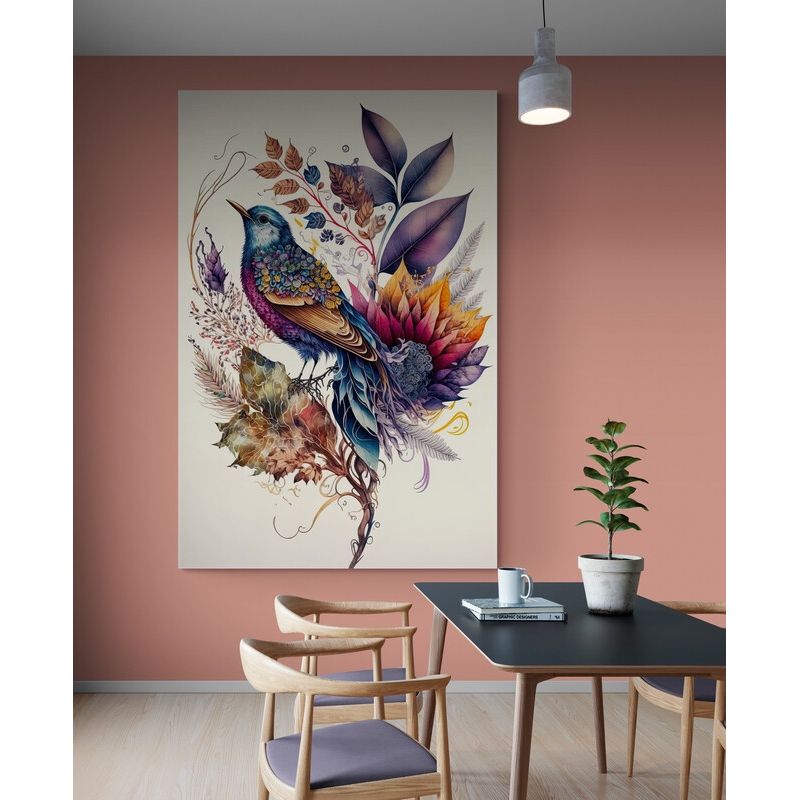 TAYRONA STORE - Cuadro En Lienzo Para Comedor Pintura Pajaros 006 50x70cm