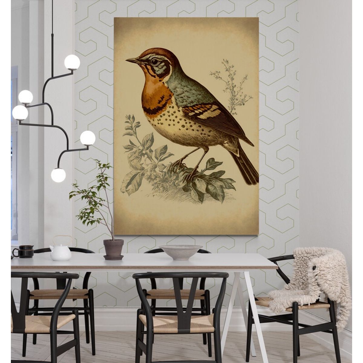 TAYRONA STORE - Cuadro En Lienzo Para Comedor Pintura Pajaros 010 35x50cm