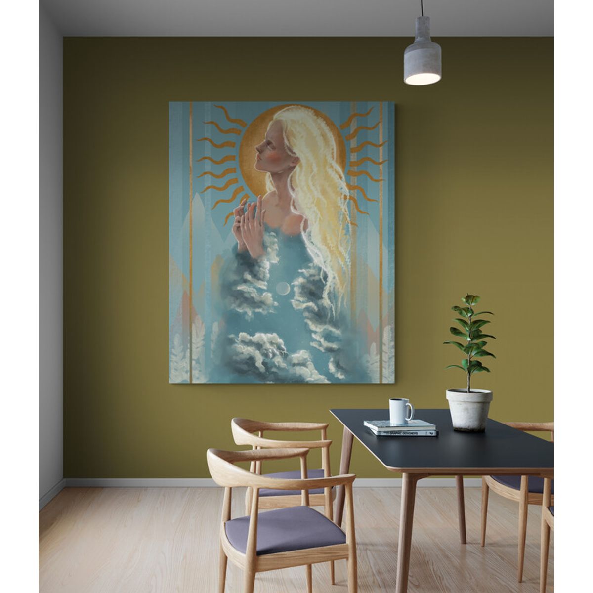 TAYRONA STORE - Cuadro En Lienzo Para Comedor Pintura Mujer 235 60x75cm