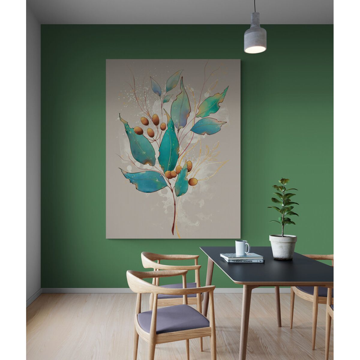 TAYRONA STORE - Cuadro En Lienzo Para Comedor Hojas Verdes 202 75x100cm.