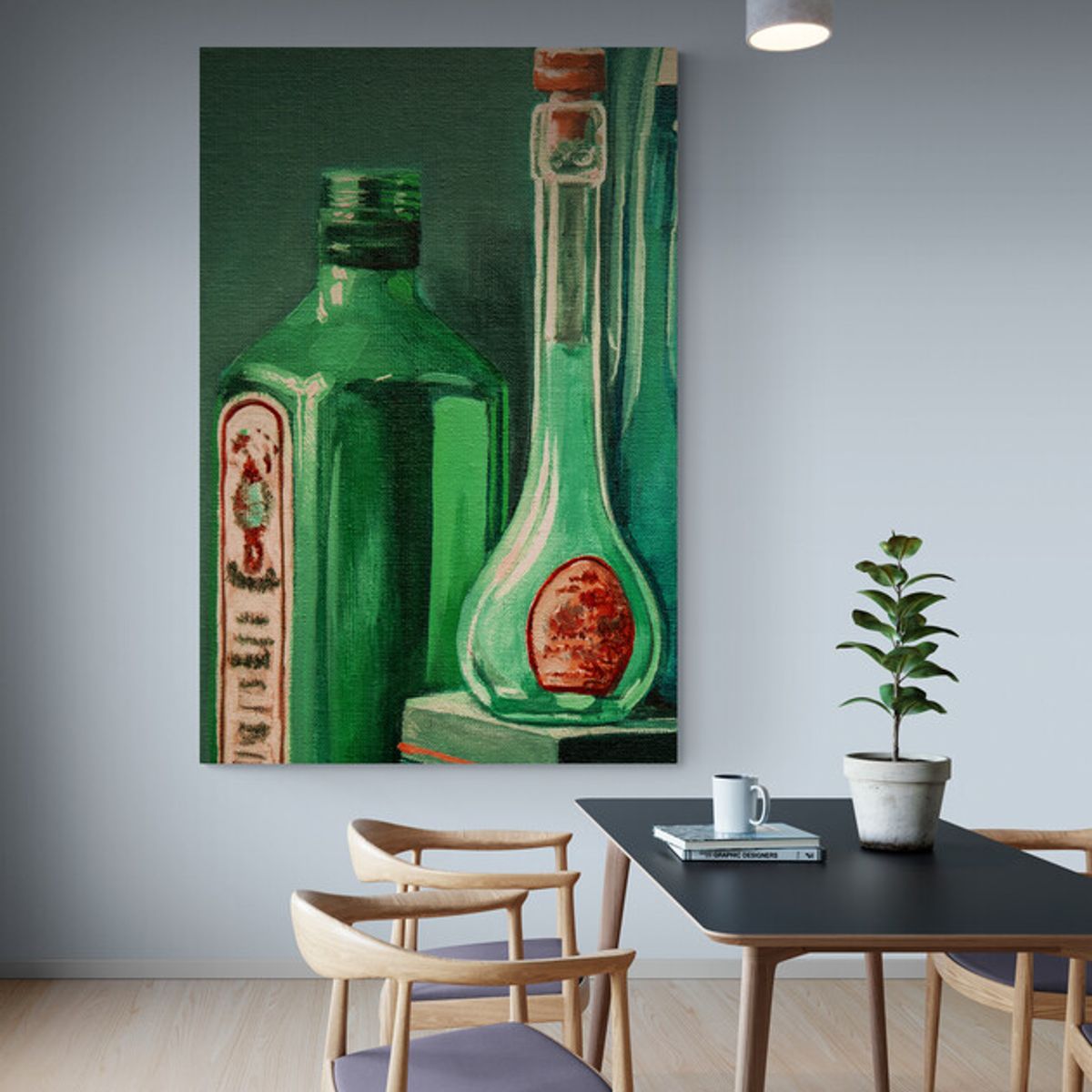 TAYRONA STORE - Cuadro En Lienzo Para Comedor Bodegon Botellas 189 70x100cm