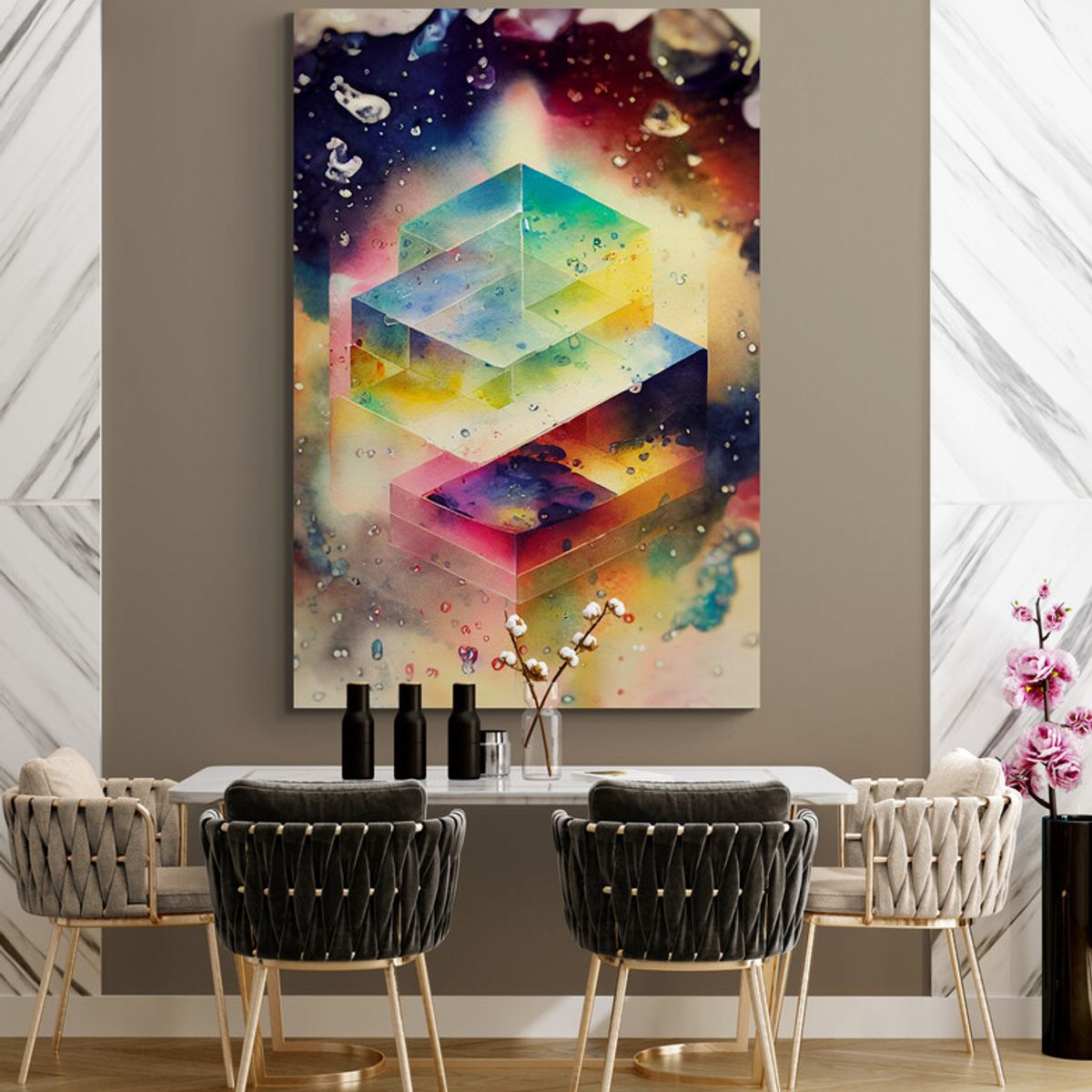 TAYRONA STORE - Cuadro En Lienzo Para Comedor Abstracto Colores 303 50x70cm