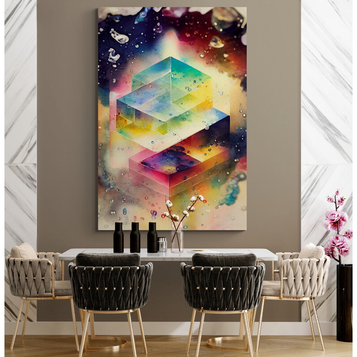 TAYRONA STORE - Cuadro En Lienzo Para Comedor Abstracto Colores 303 50x70cm