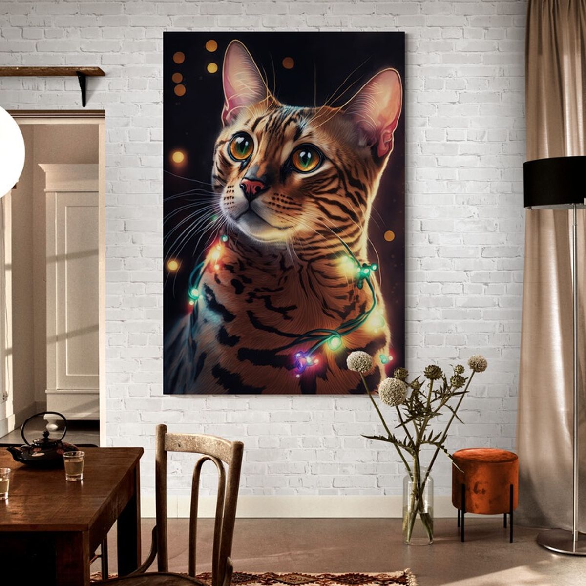 TAYRONA STORE - Cuadro En Lienzo Para Comedor Gato 339 35x50cm