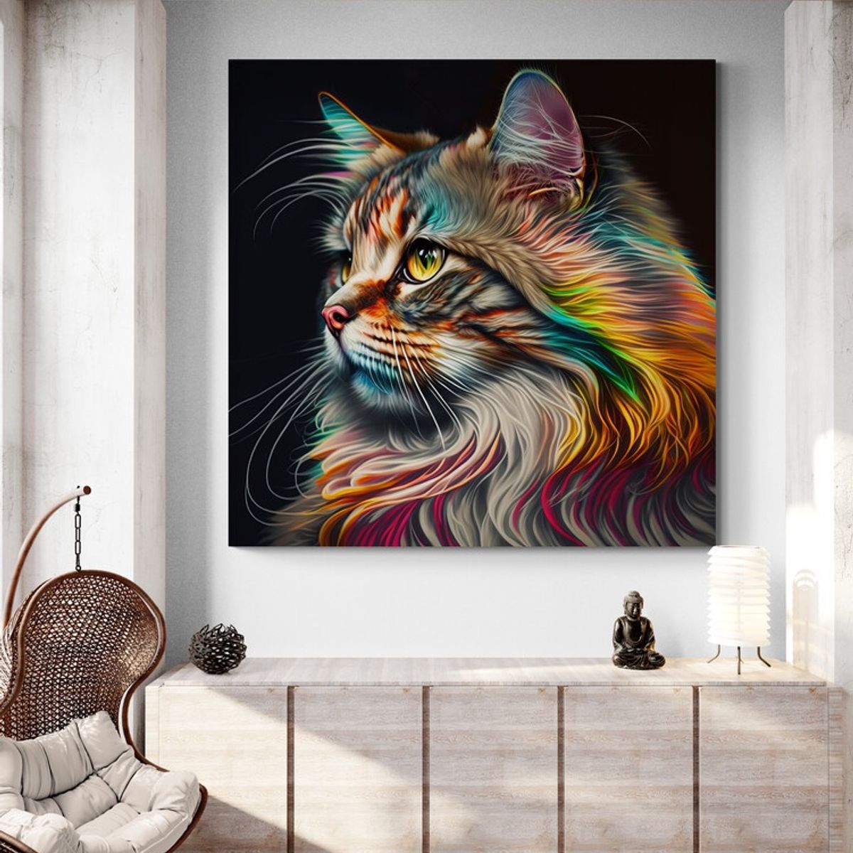 TAYRONA STORE - Cuadro En Lienzo Para Comedor Gatos 332 50x70cm