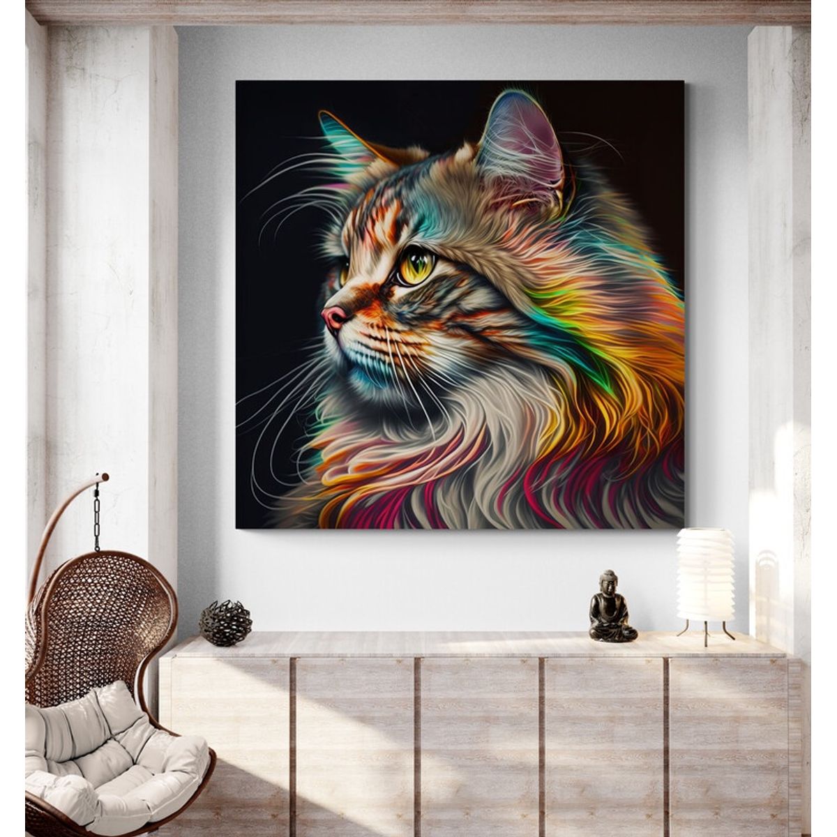 TAYRONA STORE - Cuadro En Lienzo Para Comedor Gatos 332 50x70cm