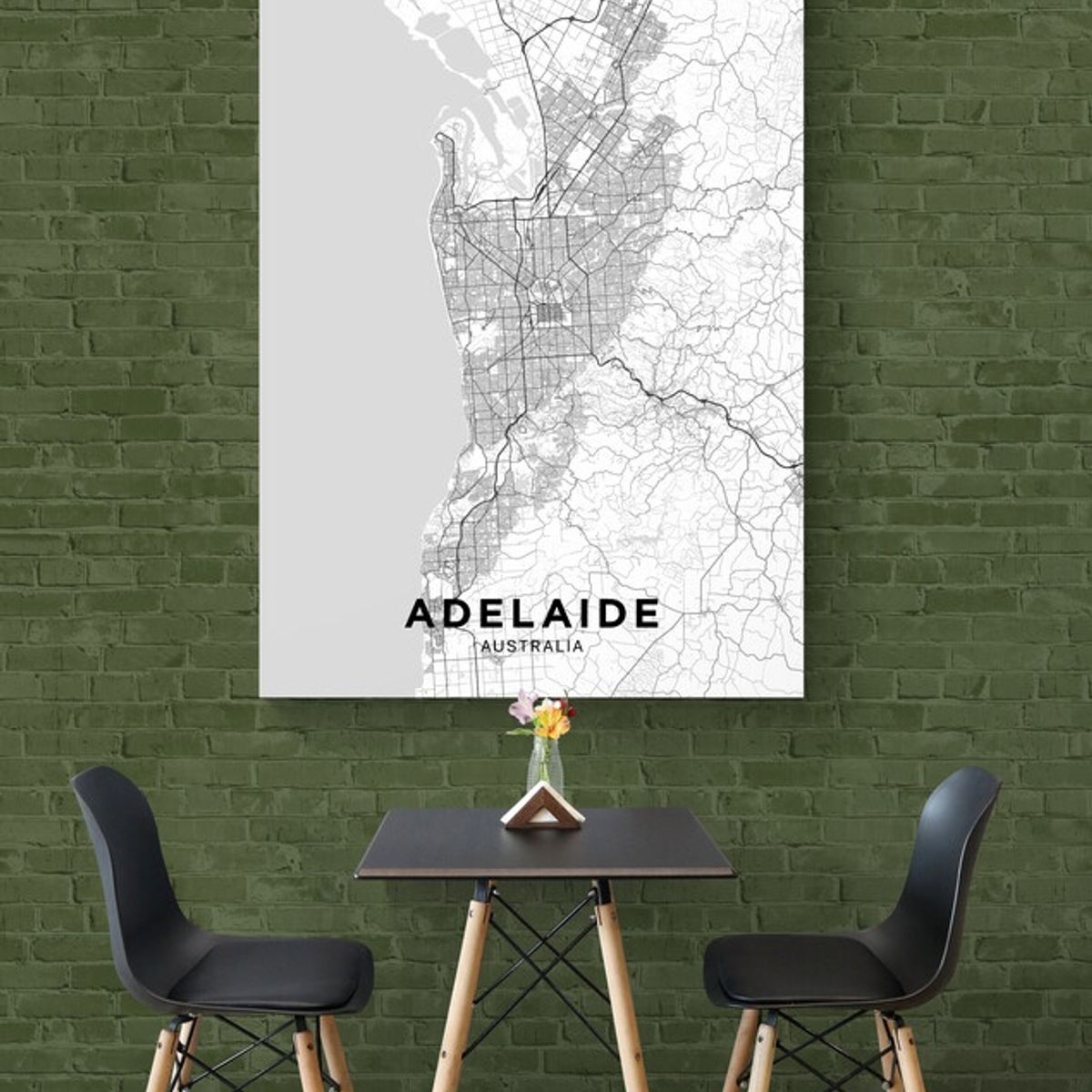 TAYRONA STORE - Cuadro En Lienzo Para Comedor Mapa Ciudad Adelaide 002 35x50cm