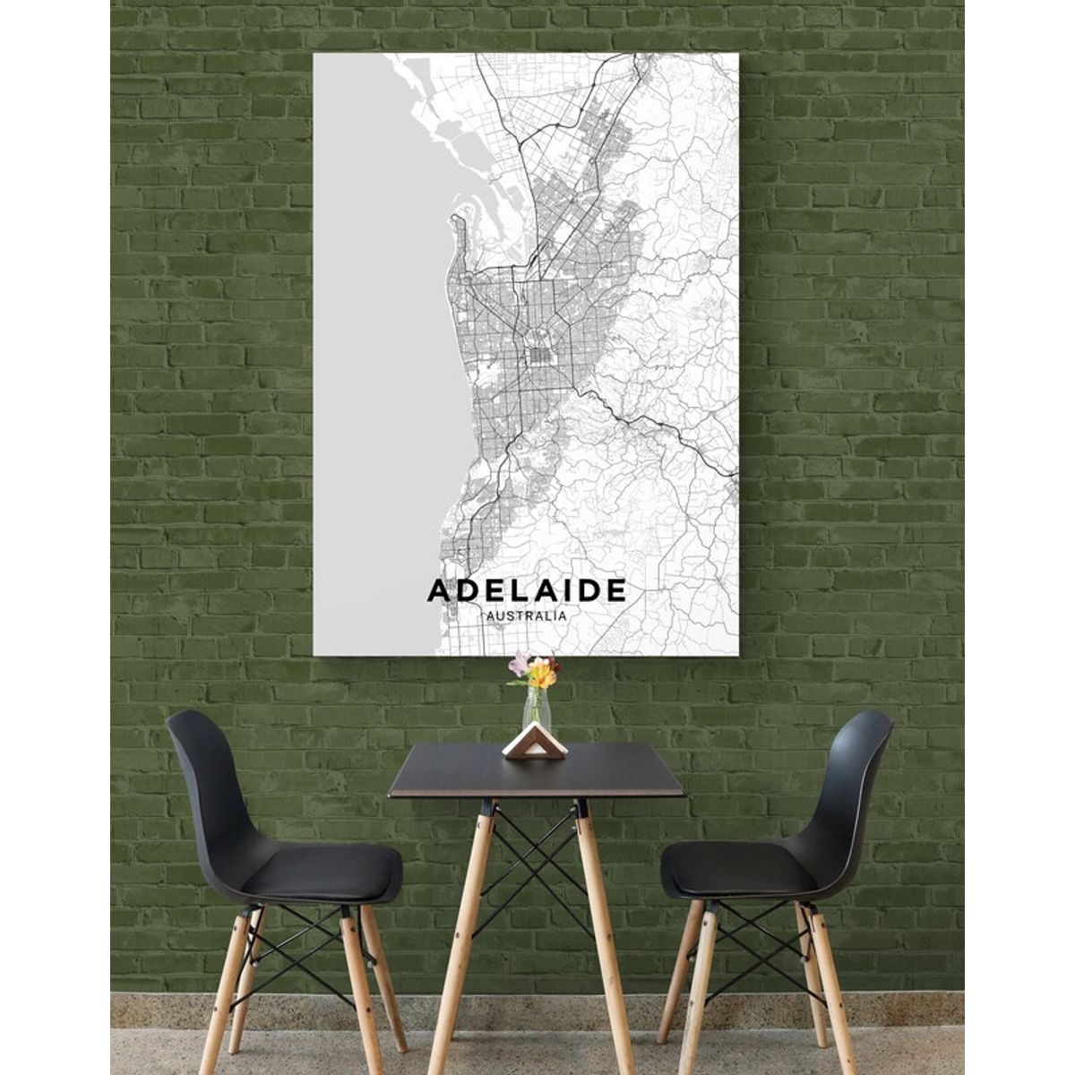 TAYRONA STORE - Cuadro En Lienzo Para Comedor Mapa Ciudad Adelaide 002 35x50cm