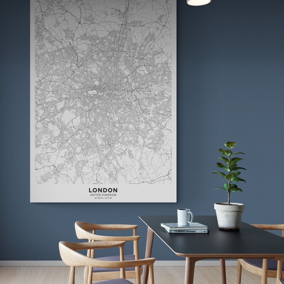 TAYRONA STORE - Cuadro En Lienzo Para Comedor Mapa Ciudad London 001 50x70cm