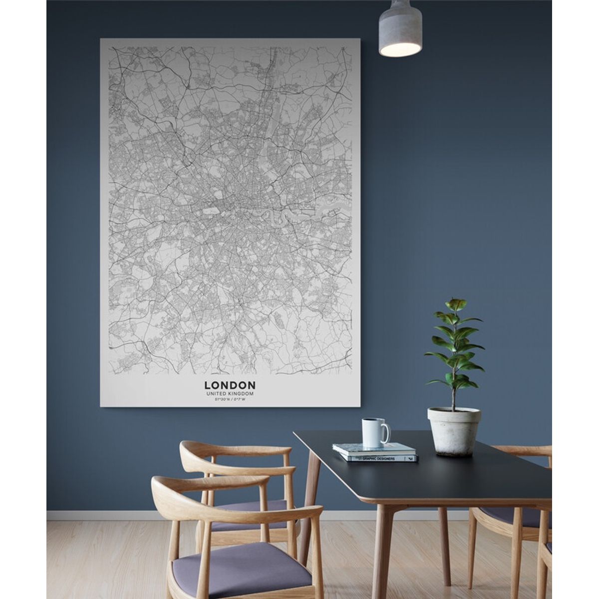 TAYRONA STORE - Cuadro En Lienzo Para Comedor Mapa Ciudad London 001 50x70cm