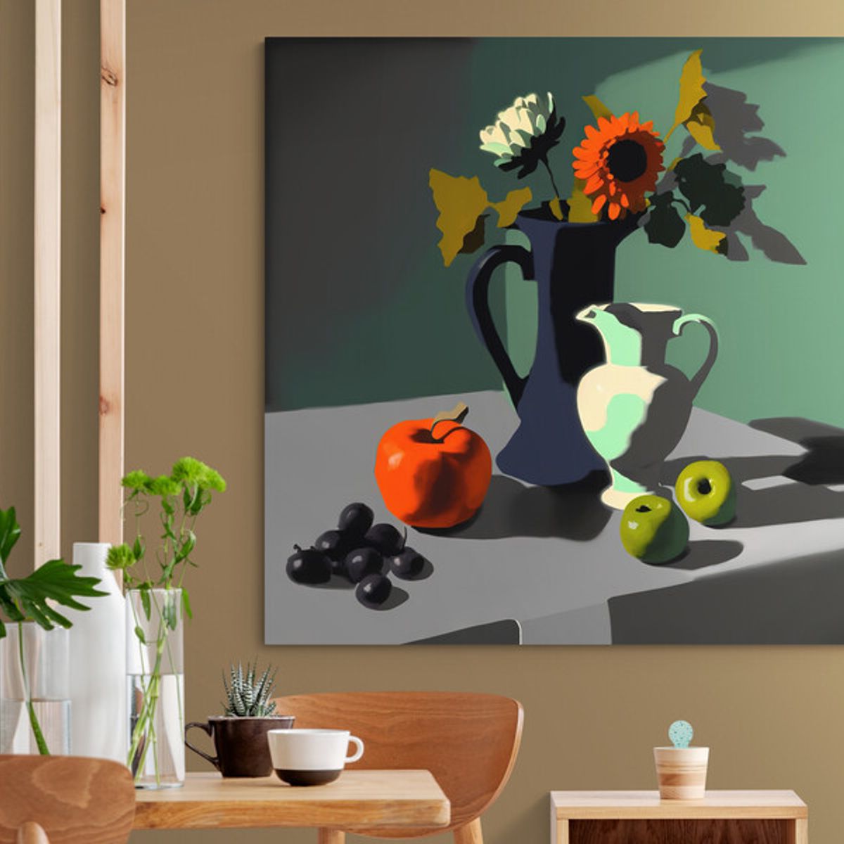 TAYRONA STORE - Cuadro En Lienzo Para Comedor Bodegon Frutas 290 100x100cm