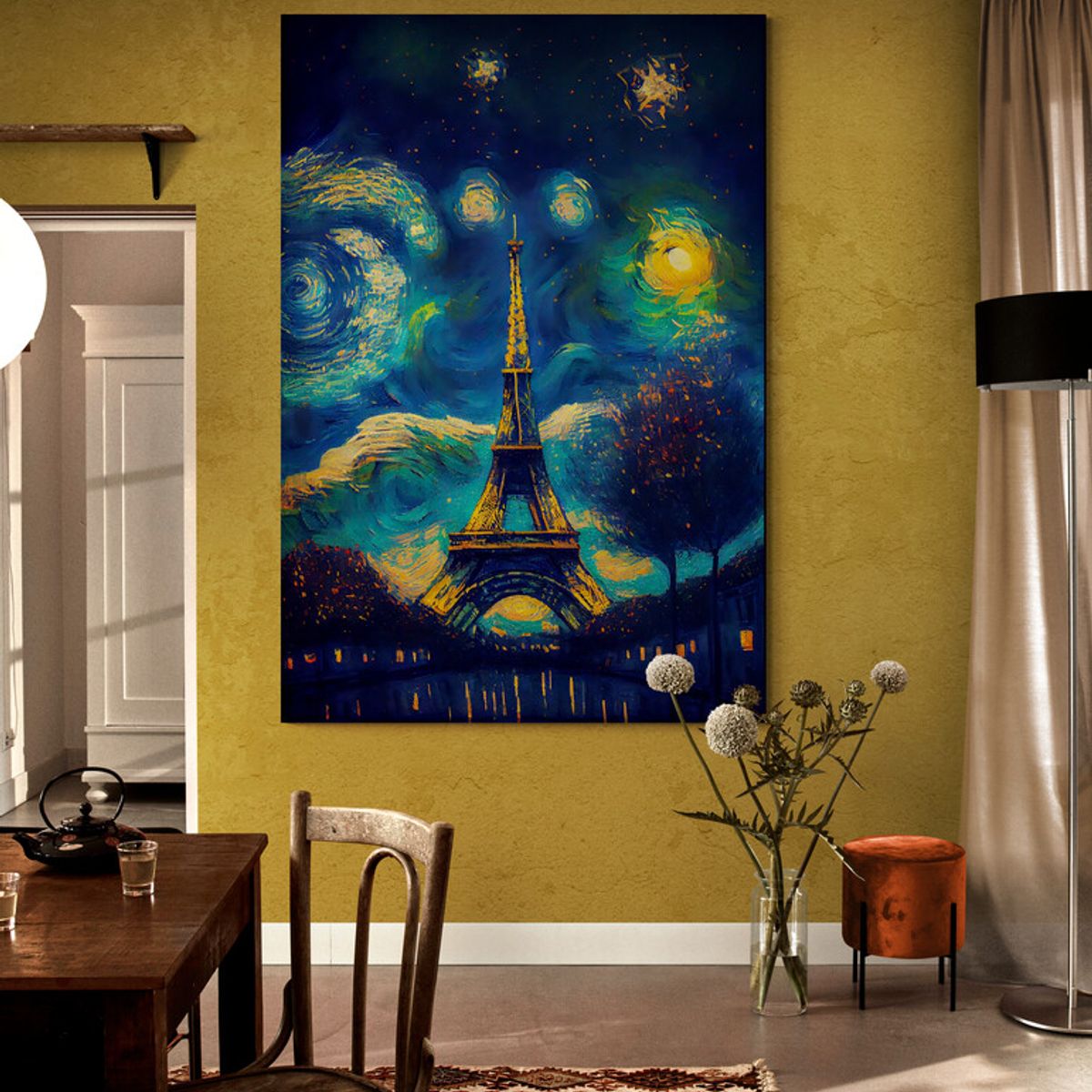 TAYRONA STORE - Cuadro Lienzo Para Comedor Paris Noche Estrellada 037 70x100cm