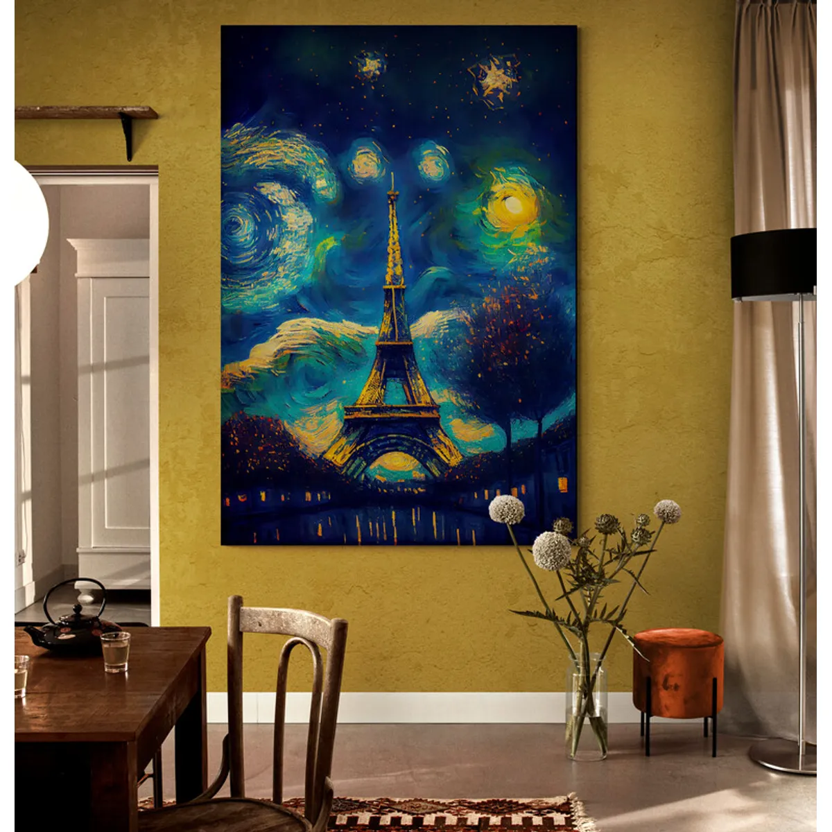 TAYRONA STORE - Cuadro Lienzo Para Comedor Paris Noche Estrellada 037 70x100cm
