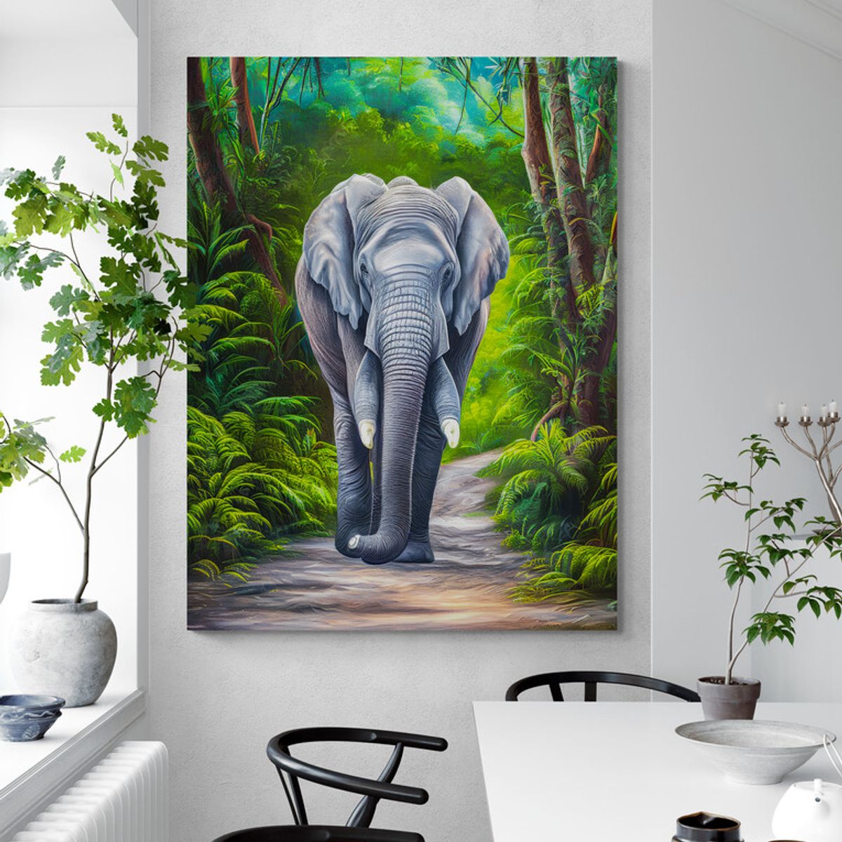 TAYRONA STORE - Cuadro En Lienzo Para Comedor Elefantes 249 60x80cm