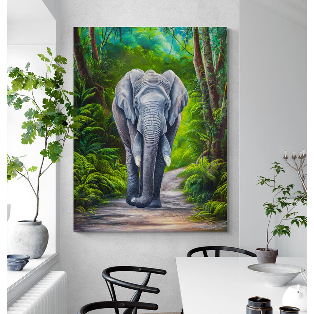 TAYRONA STORE - Cuadro En Lienzo Para Comedor Elefantes 249 60x80cm