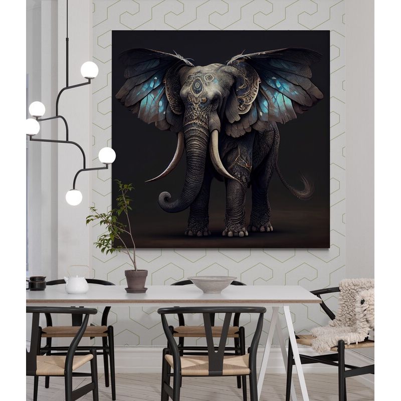 TAYRONA STORE - Cuadro En Lienzo Para Comedor Elefantes 229 90x90cm
