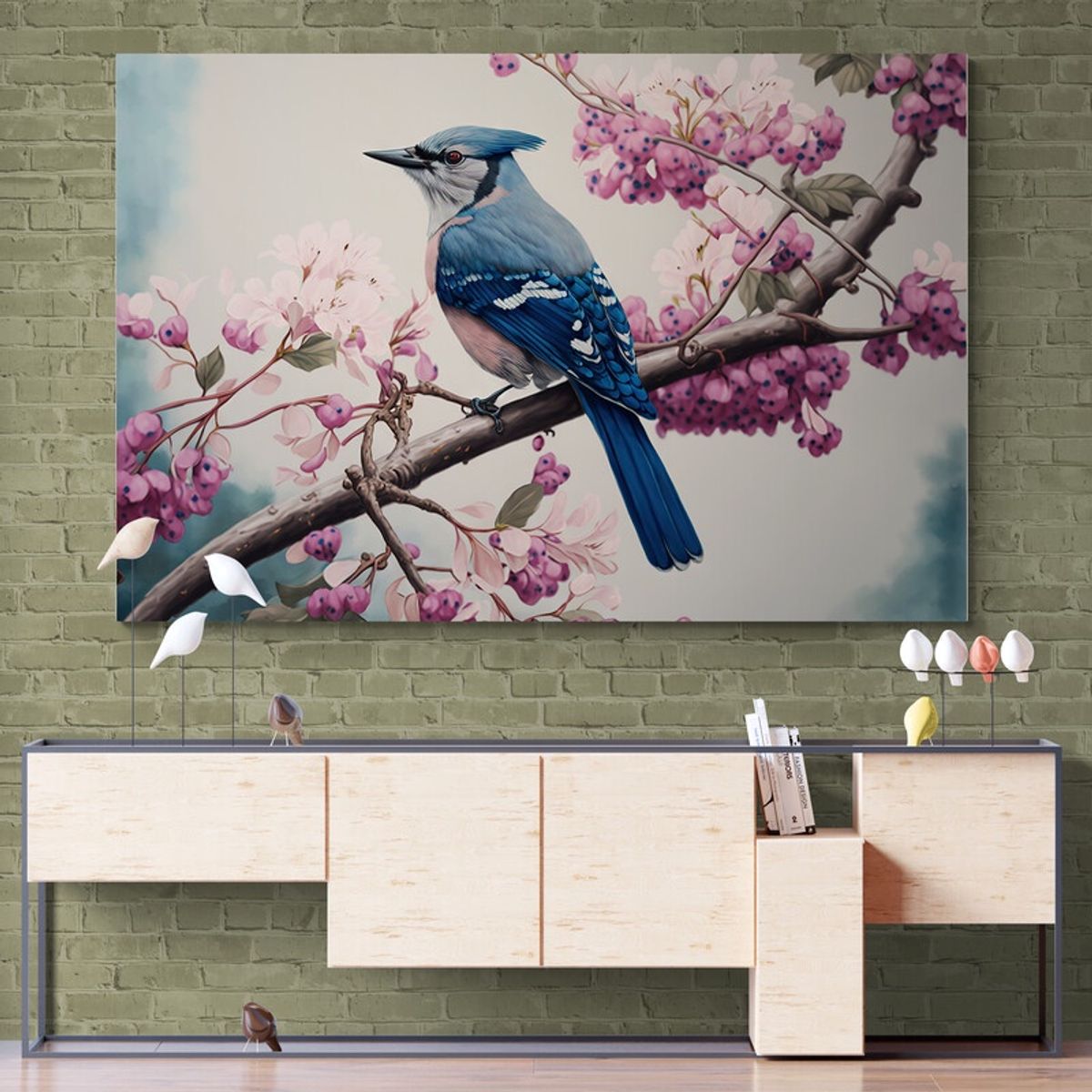TAYRONA STORE - Cuadro En Lienzo Para Comedor Pintura Pajaros 031 150x100cm