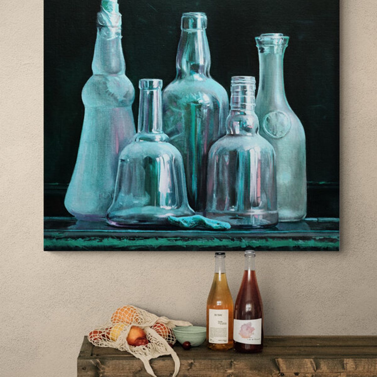 TAYRONA STORE - Cuadro En Lienzo Para Comedor Bodegon Botellas 185 50x50cm